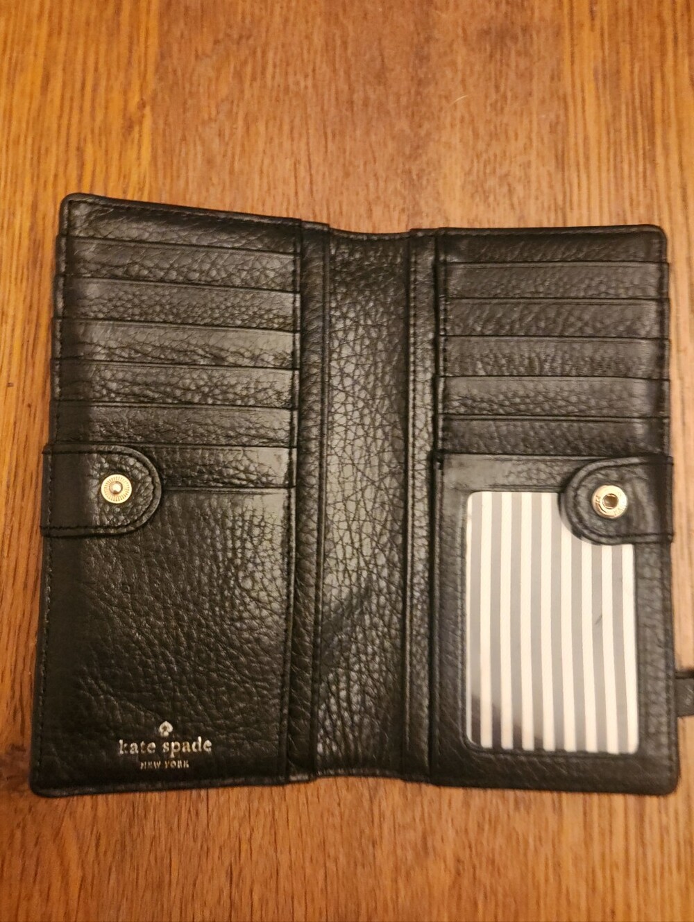 kate spade Vintage Black Pebbled Leather Wallet Gold Spade Accent Circa 2015 - Picture 4 of 6